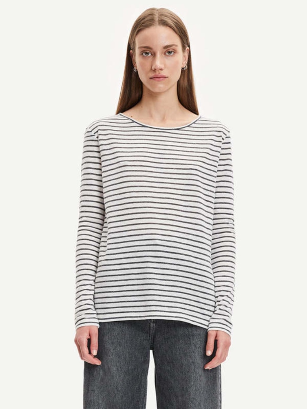 Samsoe White and Blue Striped Sweater